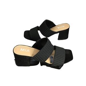 MIA Lula Sandals Women's Size 6M Black Heeled Sandal Open Toe & Heel Slides Sz 6
